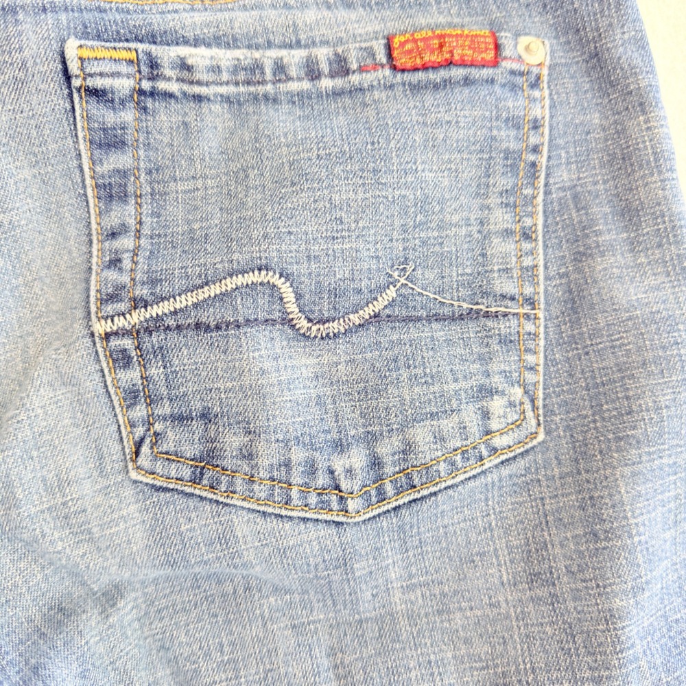 7 For All Mankind Dojo Light Wash Blue Flare Jeans - Picture 9 of 11